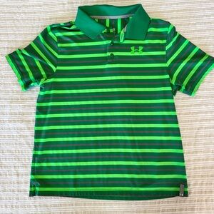 Under Armour Kids Green Striped Polo